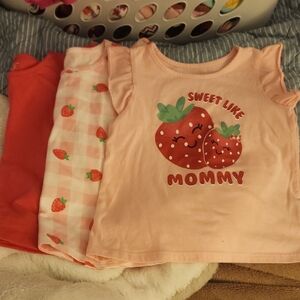 Sz 4T The Children's Place Strawberry Themed Girls' Tee Bundle Lot